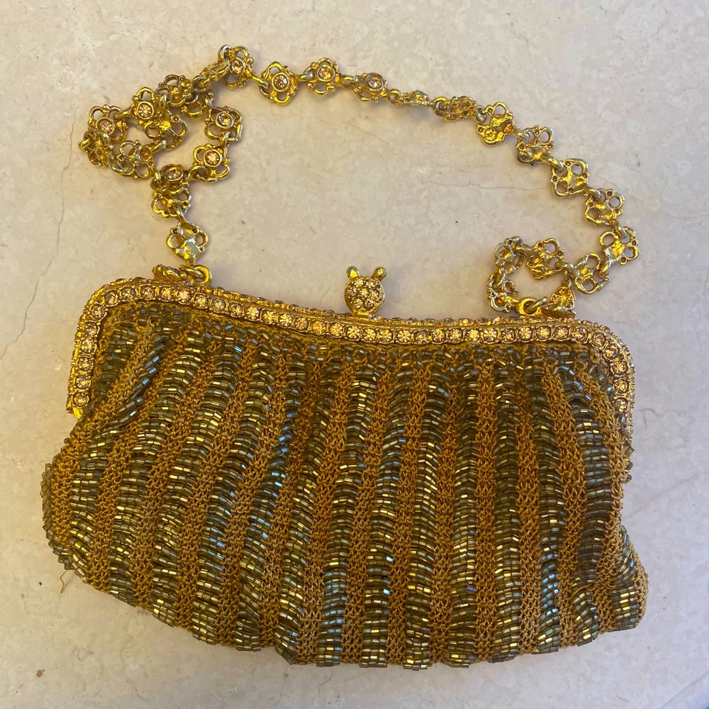 Gold beaded/metal hand bag